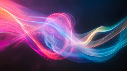 Obraz premium Colorful light trails create dynamic patterns in dark background