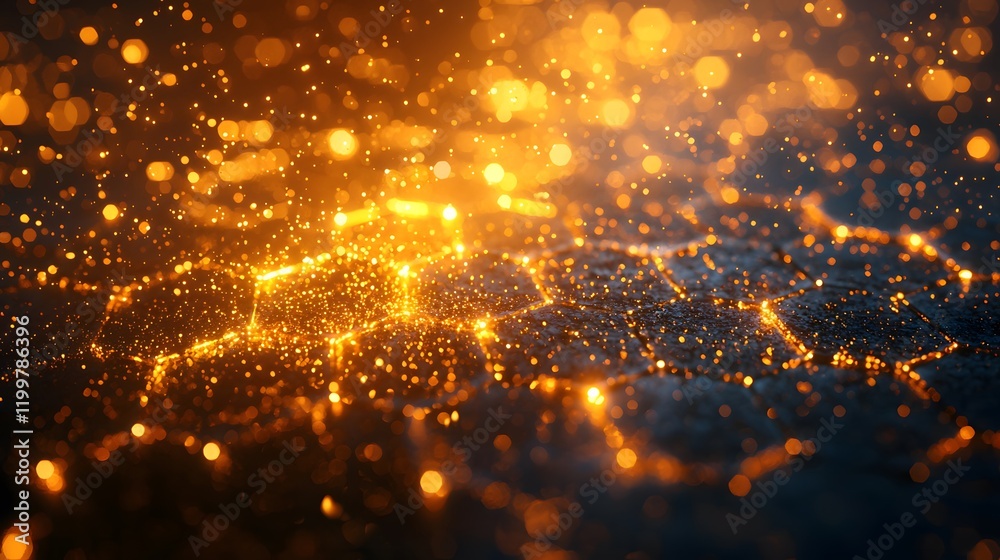 Aufkleber Stunning Close-Up of Golden Bokeh Lights Over a Dark Surface Creating a Magical and Sparkling Atmosphere Ideal for Background or Artistic Projects
