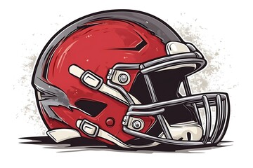 Fototapeta premium Gritty Red American Football Helmet Graphic Illustration