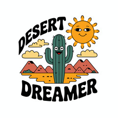 desert landscape illustration design for t-shirt