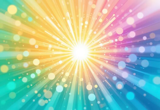Abstract colorful background with glowing rays and light effects.