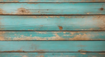 Vintage Turquoise Wood Plank Background with Weathered Texture