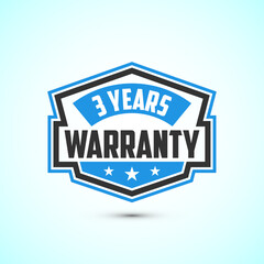 Fototapeta premium Advertising 3 years warranty emblem for label, icon, logo, badge, symbol