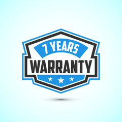 Advertising 7 years warranty emblem for label, icon, logo, badge, symbol