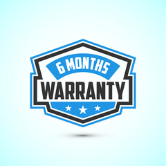 Obraz premium Advertising 6 months warranty emblem for label, icon, logo, badge, symbol