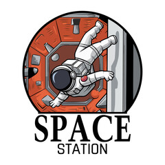 space station illustration for T-shirt design