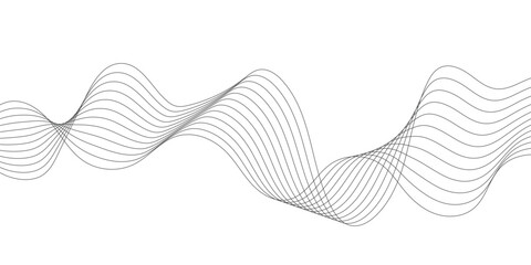 Fototapeta premium Abstract vector modern background with grey wavy lines and particles. 