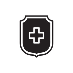 Medical Shield Icon with Cross Symbol for Health and Safety Design