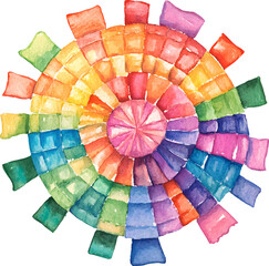 Fototapeta premium Watercolor Mexican colorful paper pinata. Bright traditional Mexican party object