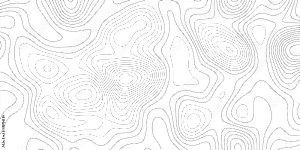 Aufkleber Ocean topographic line map with curvy wave isolines vector illustration. Abstract topographic contours map background, Vector contour topographic map. Cartography texture abstract banner use.	