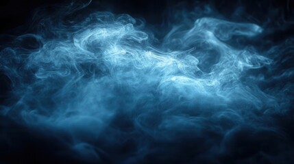 Obraz premium A captivating blue smoke formation against a dark background, creating an ethereal and mysterious atmosphere.