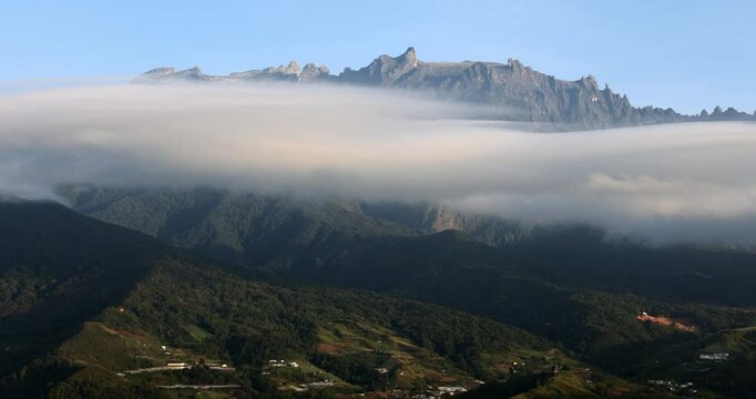 The greatest of Mount Kinabalu, Sabah, Borneo with mount cloud timelapse in 4K resolution