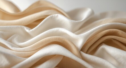 Soft Elegant Abstract Fabric Waves in Warm Tones Ideal for Contemporary Design and Modern Art...