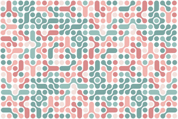 Pink and Sage Modular Pattern  Geometric Curves and Dots Design
