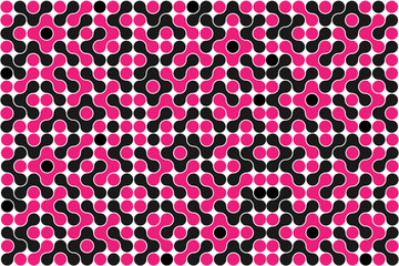 Black and Hot Pink Modular Pattern  Geometric Dots Connection Design