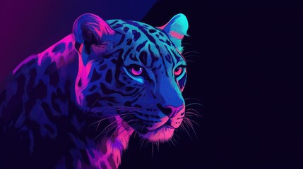 Neon Leopard Portrait Artistic Digital Illustration