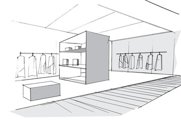 Drawing exterior and interior architectural lines. , Graphic assembly in architecture and interior design work. ,Sketch ideas for interior or exterior designs.