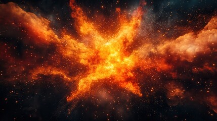 Fototapeta premium A Fiery Nebula Exploding in Space