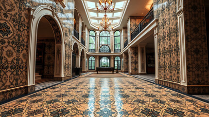 Obraz premium Opulent Palace Interior: A Symphony of Architectural Grandeur and Exquisite Design