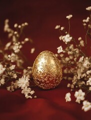 Fototapeta premium Golden Egg on Red Cloth