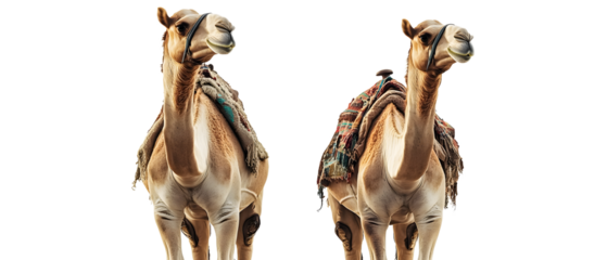 Two camels isolated on white background