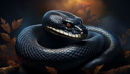 black snake with a long body and a black head