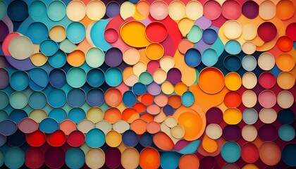 grid of overlapping colorful circles creating a visually engaging and dynamic pattern