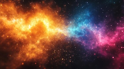 Fototapeta premium A vibrant cosmic scene displaying swirling colors of orange, blue, and pink, representing the beauty and mystery of the universe.