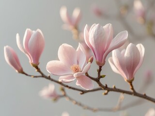 Obraz premium Pink Magnolia Flowers on a Spring Branch.