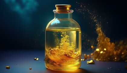 gold flake dissolve in aqua regia acid solution glass bottle