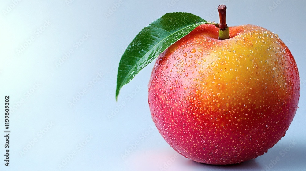 Poster isolated of a single ripe mango with smooth golden skin placed on a seamless white background stock 