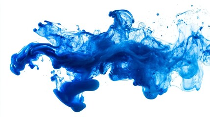 Fototapeta premium Blue Ink Paint Poured into Water Isolated
