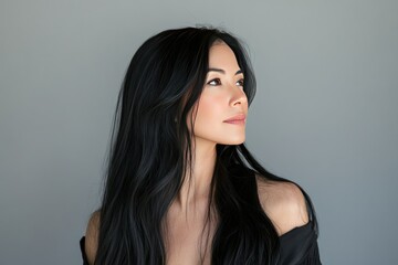 Naklejka premium Elegant Portrait of a Woman with Long Hair