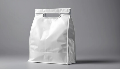 Product bag template mockup white creative blank stand up puch bag with ziplock front view on gray background