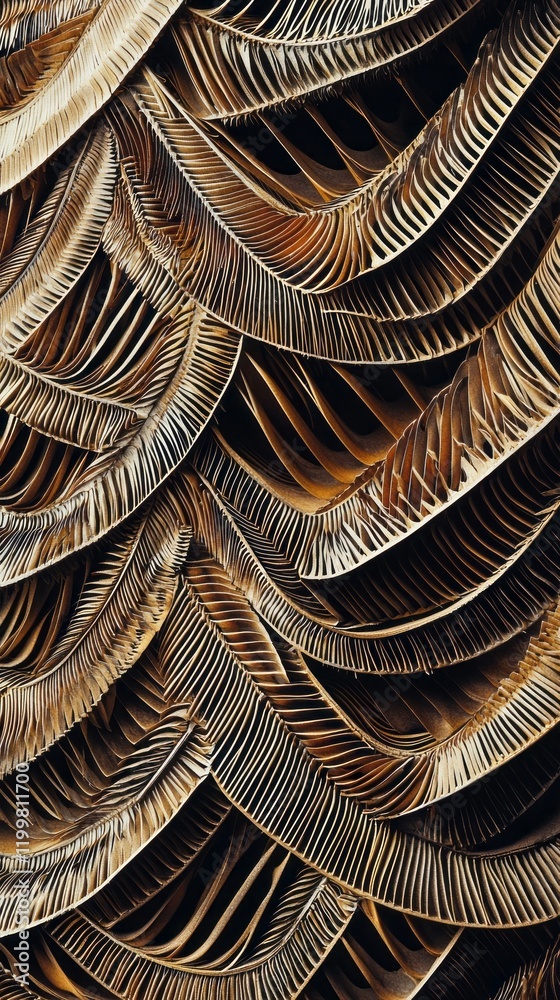 Poster The vibrant, intricate patterns form a mesmerizing display of palm leaf textures, highlighted in rich tones. Sunlight dances across the curves, emphasizing nature's artistry