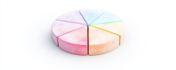 Fototapeta premium A colorful, segmented pie chart is displayed, showcasing various pastel shades arranged in a circular pattern.
