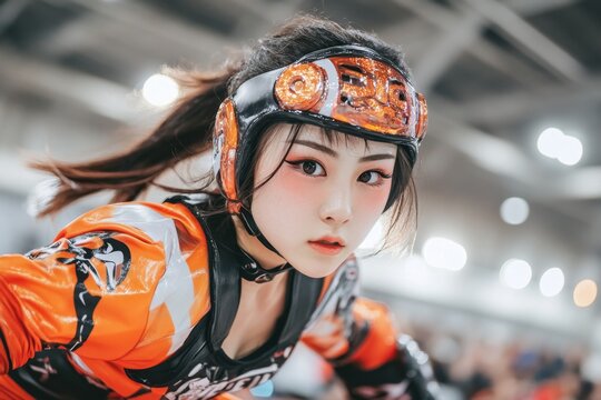 A female wrestler delivering a dropkick to her opponent in the ring, with high energy and movement captured mid-action