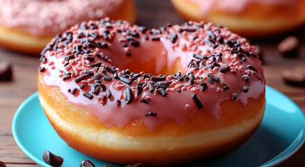 A heart-shaped donut. Valentine's Day. Advertising photo. Space for the text.