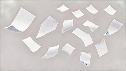 close up of flying papers isolated on transparent background . PNG, cutout, or clipping path.
