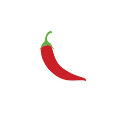 A single red chili on white background.