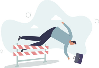 Business failure, mistake or cannot overcome difficulty or obstacle, problem or underperform employee concept.flat characters.