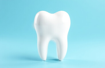 3d image of a white healthy tooth on a light background. the symbol of dentistry. International Dentist's Day. free space for text