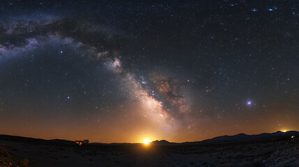 Milky Way Over Mountains &ndash; Night Sky Landscape