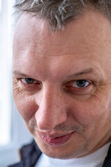 the face of a cheerful smiling happy person