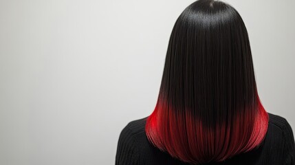 Black hair with red ombre ends stylish look