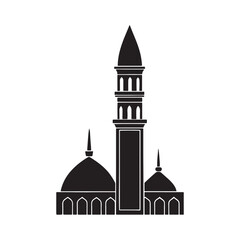 Minar silhouette, black and white silhouette, vector and illustration