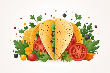 A minimalist depiction of a tortilla wrap with clean, bold lines and simple shading, set on a plain white background