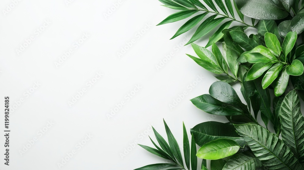 Poster isolated of a freshly harvested pineapple with its rough textured skin and vibrant green leaves plac