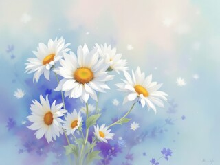 Obraz premium Vibrant Daisy Bouquet in Soft Blue and Purple Hues