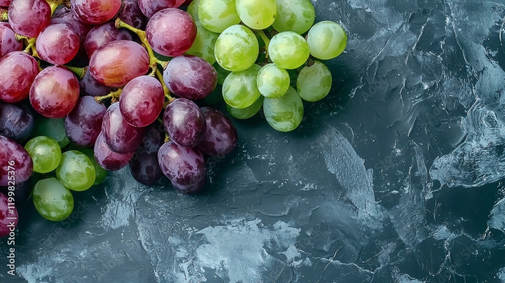 Poster isolated of a group of mixed-colored grapes with purple and green shades placed on a clean white sur